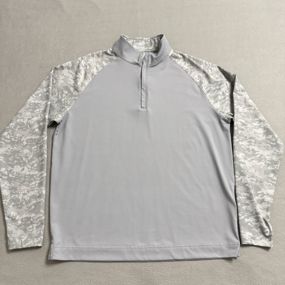 FootJoy Quarter Zip Pullover Mens Medium Gray Camo Golf Stretch Athletic